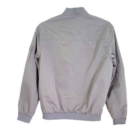 Pudolla Men's Gray Bomber Jacket Long Sleeve Full Zip With Pockets Size Small‎ - Picture 3 of 8